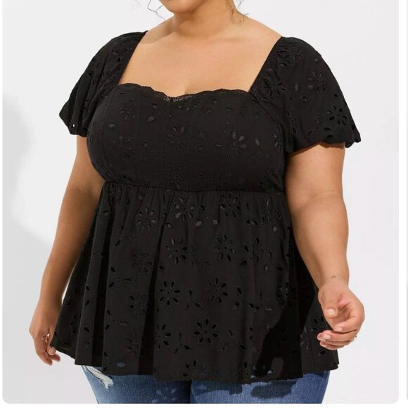 Torrid Black Eyelet Women's Top - Picture 1 of 3